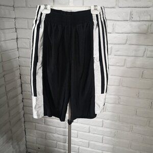Adidas Youth's Size Small Black & White Loose Fit Elastic & Tie Waist Shorts